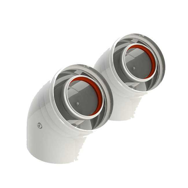 Коаксиальный угол LAS 45 градусов 60/100 PP (2 шт.) Viessmann (7373227)